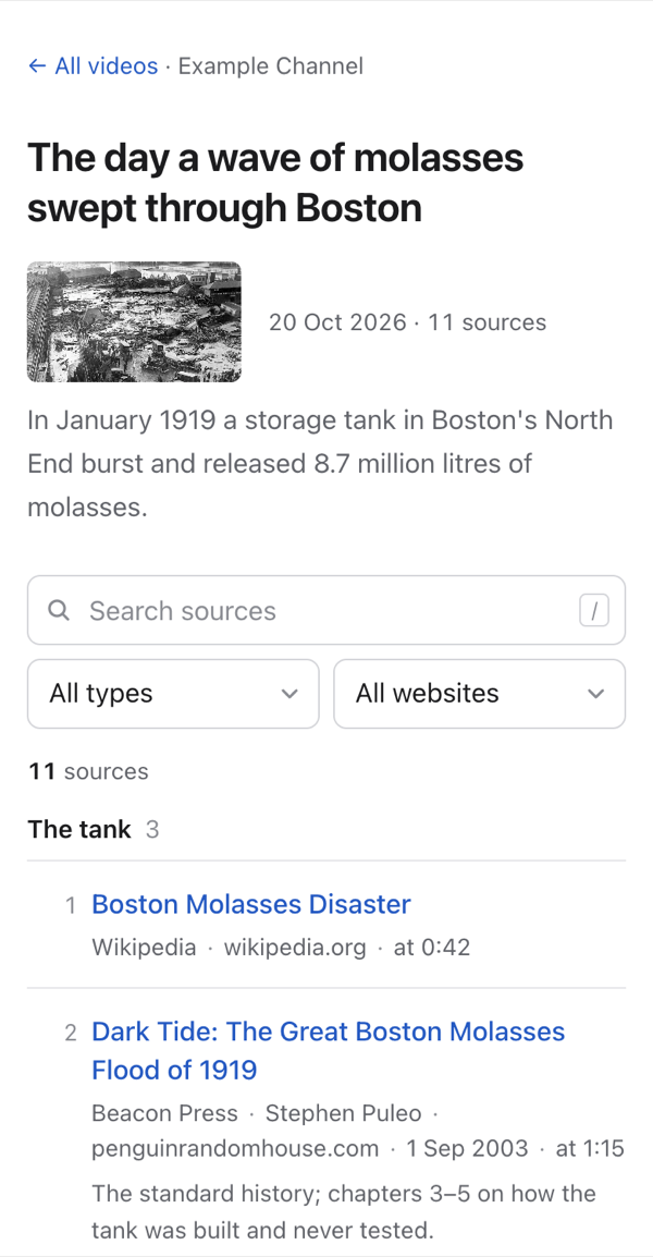 Plain template — video page on a phone, light mode