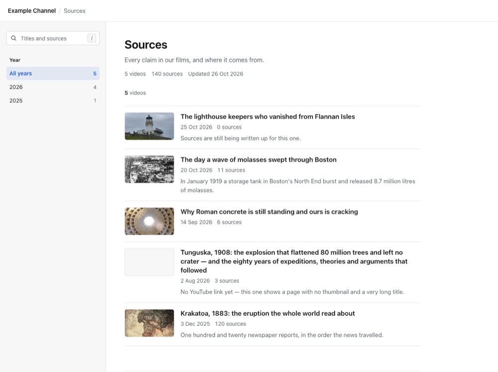 Sidebar template — index page on a desktop